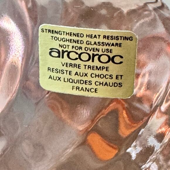 Vintage Rosaline Arcoroc Pink Swirl Glass Coffee Cup France Set of 4 8 ounces - Picture 2 of 8